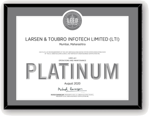 LEED Platinum Certificate