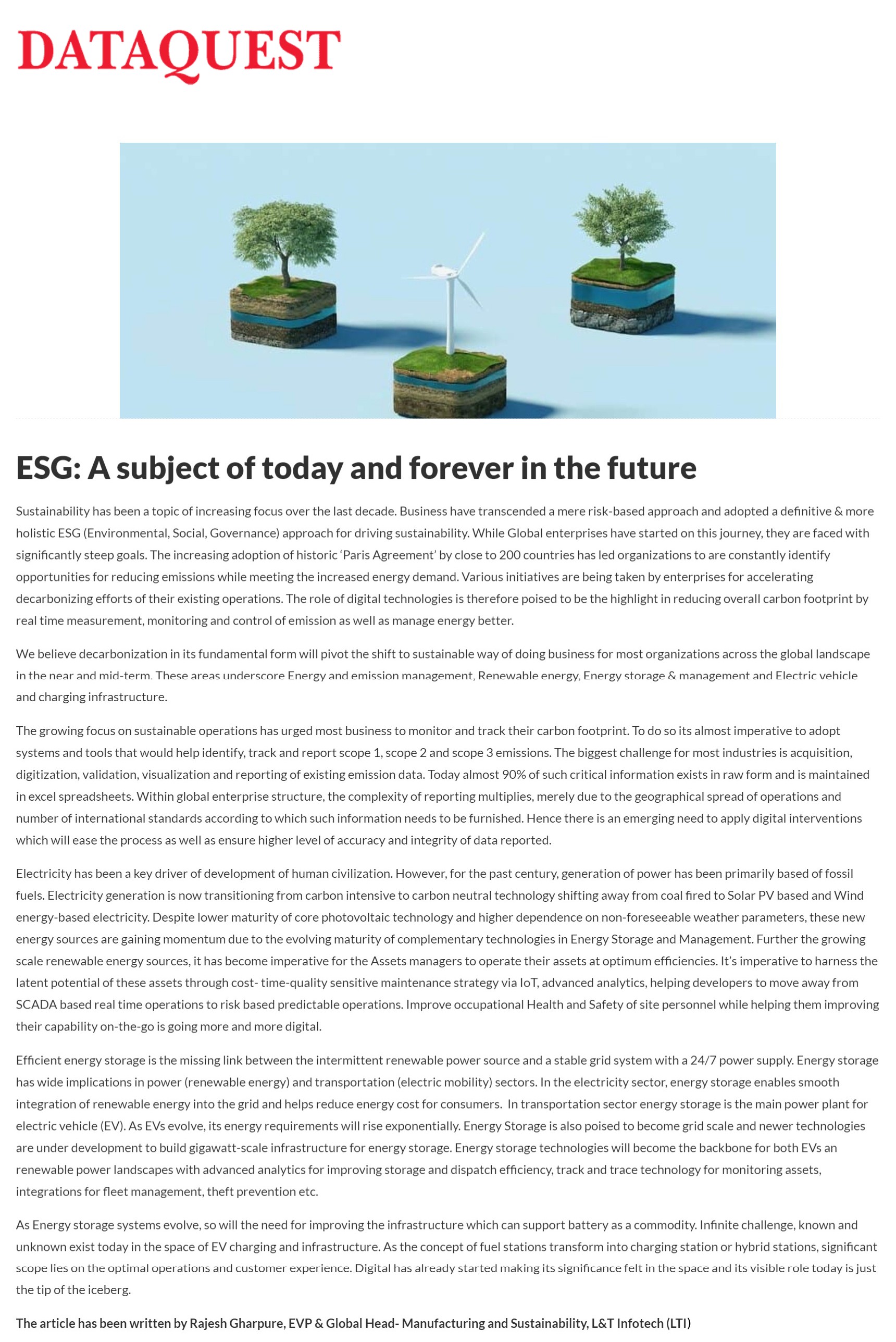 ESG: A subject of today and forever in the future