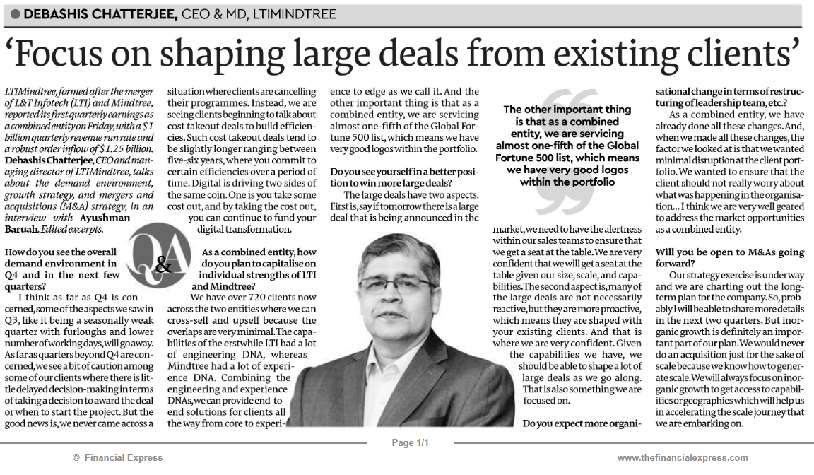 Focus on shaping large deals from existing clients