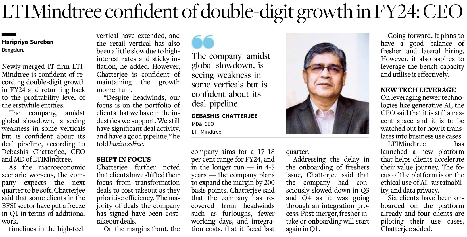 LTIMindtree Growth in FY24 CEO